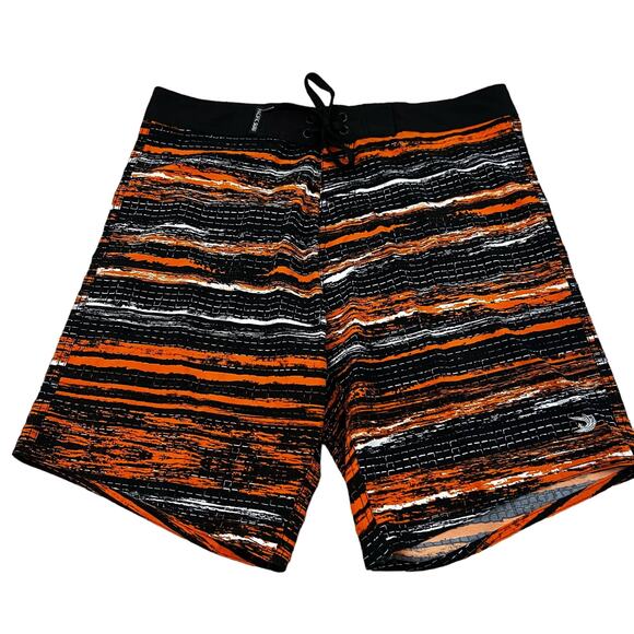 Pacific Surf Black and Orange Printed Swim Trunks Size XXL - Picture 4 of 6